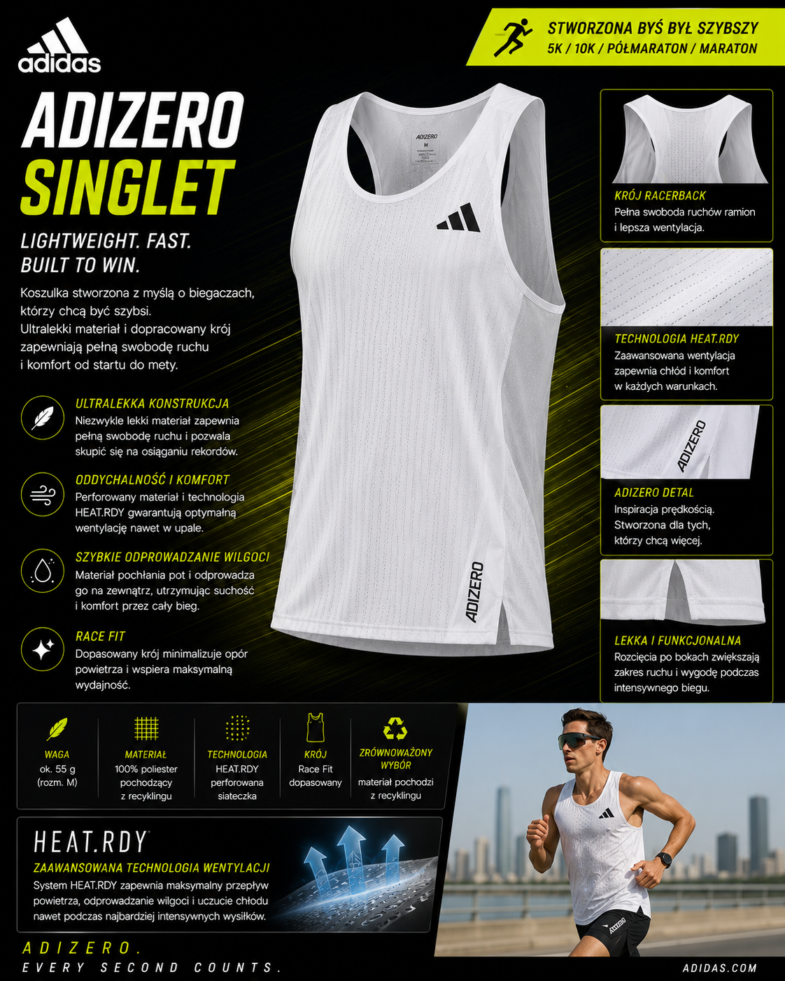 Koszulka adidas Adizero - obrazek 2